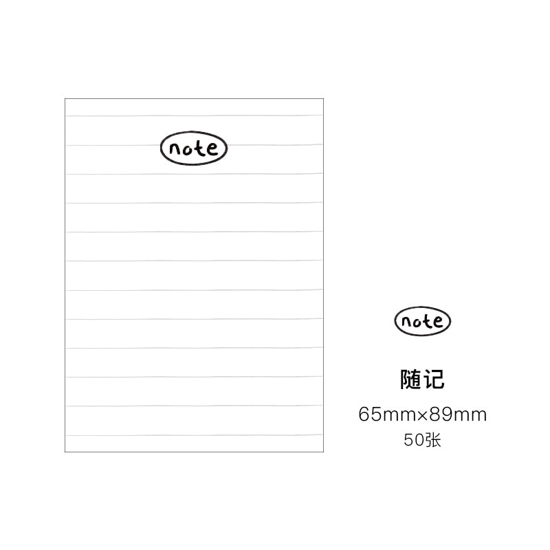 Journamm 50pcs Simplicity Cute Styles Memo Pad Scrapbooking Decoration Office Supplies Creative Stationery Planner Sticky Notes