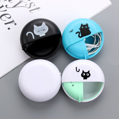 Round Earphone Case Multi-function ABS Wire Cable Organizer Rotary Storage Protective Data Line Box Headphone Storage Accessory