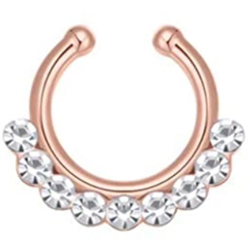 1/2Piece Stainless Stell Fake Nose Ring Septum Piercing Jewelry Crystal Fake Septum Piercing Ring Bulk Faux Nose Piercing Lot