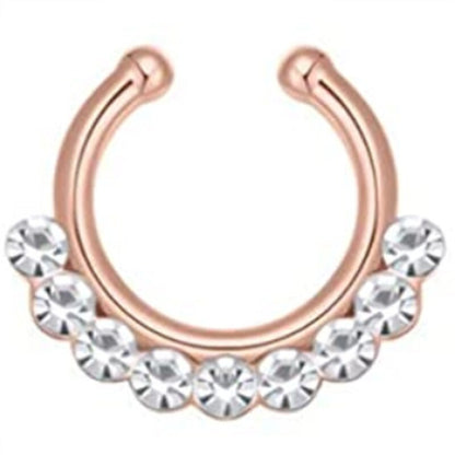 1/2Piece Stainless Stell Fake Nose Ring Septum Piercing Jewelry Crystal Fake Septum Piercing Ring Bulk Faux Nose Piercing Lot