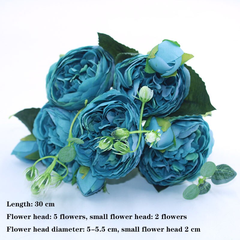 Blue variety autumn fake tea rose peony silk flower autumn gerbera daisy fake flower plastic DIY wedding home accessories