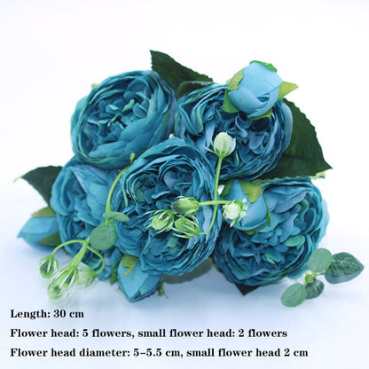 Blue variety autumn fake tea rose peony silk flower autumn gerbera daisy fake flower plastic DIY wedding home accessories