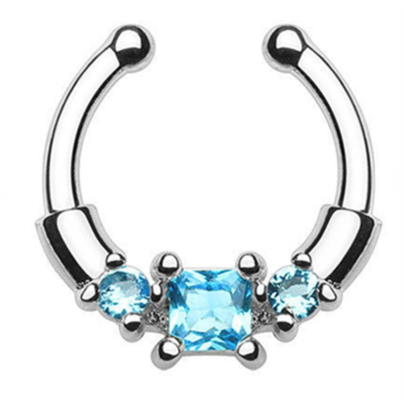 1/2Piece Stainless Stell Fake Nose Ring Septum Piercing Jewelry Crystal Fake Septum Piercing Ring Bulk Faux Nose Piercing Lot
