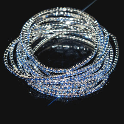 10 Pieces of Ladies Transparent Shiny Crystal Bracelet 27 Colors Full Rhinestone Elastic Bracelet Women Wristband Bracelet Gift