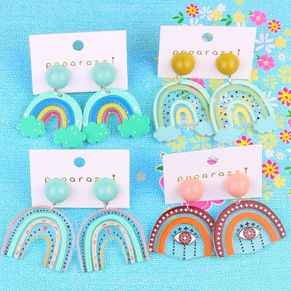 Donarsei Fashion Colorful Rainbow Earrings For Women Cute Cartoon Cloud Heart Drop Dangle Earrings Gift