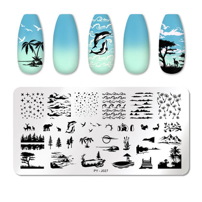 PICT YOU Rose Flower Nail Stamping Plates  Line Pictures Nail Art Plate Stamp Template Marble Leaves Image Printing Plates Tools