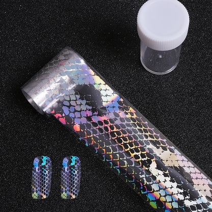 4*100cm/Roll Holographic Nail Foil Flame Dandelion Panda Bamboo Holo Nail Art Transfer Sticker Water Slide Nail Art Decals