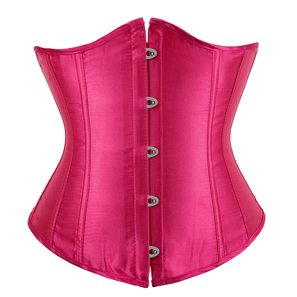 Underbust Corset Women's Underwear Waist Slimming Body Shaper Corset Top for Women Steampunk Lace-up Corset Belt White