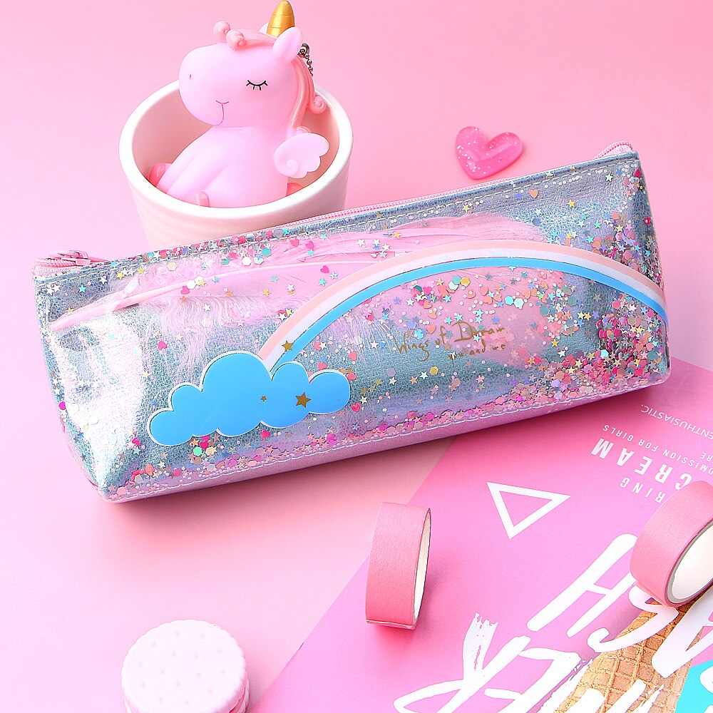 Cute Unicorn Pencil Case Kawaii Shining PU Pencilcase School Pen Case Supplies Pencil Bag School Box Pencils Pouch Stationery