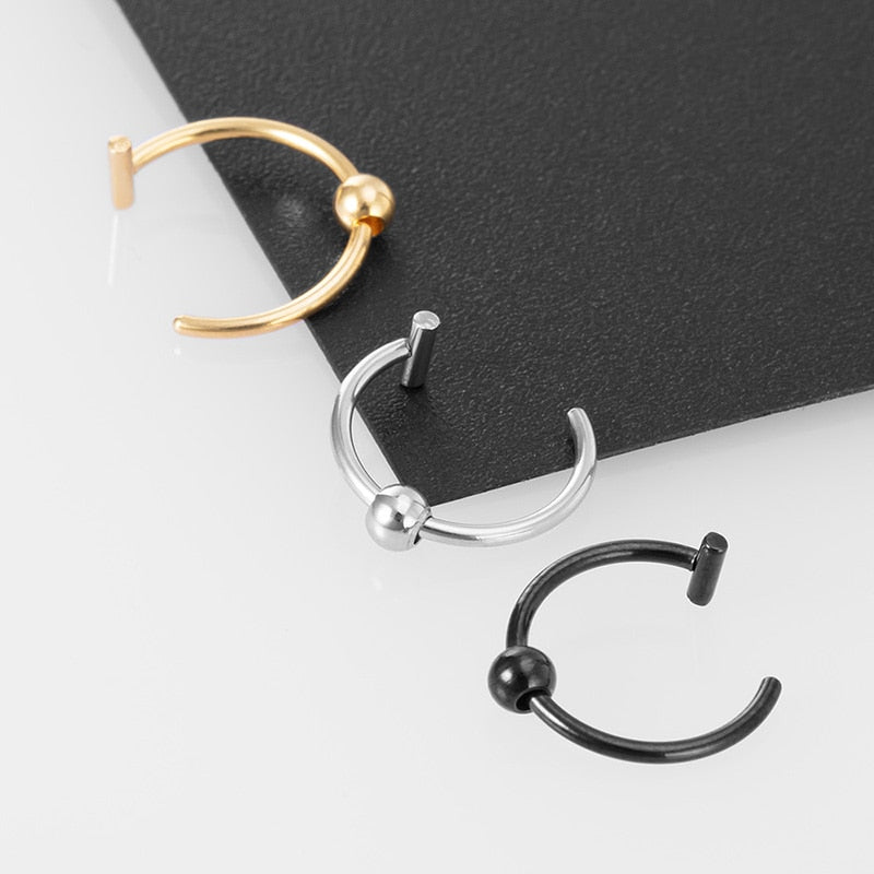 1-3pcs Women Lip Ring Piercing Fake Stainless Steel Nose Rings Septum Piercing Clip on Mouth Non Piercing Punk Cuff Hoop Earring