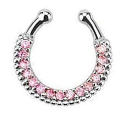 1/2Piece Stainless Stell Fake Nose Ring Septum Piercing Jewelry Crystal Fake Septum Piercing Ring Bulk Faux Nose Piercing Lot