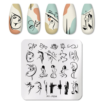 PICT YOU Rose Flower Nail Stamping Plates  Line Pictures Nail Art Plate Stamp Template Marble Leaves Image Printing Plates Tools
