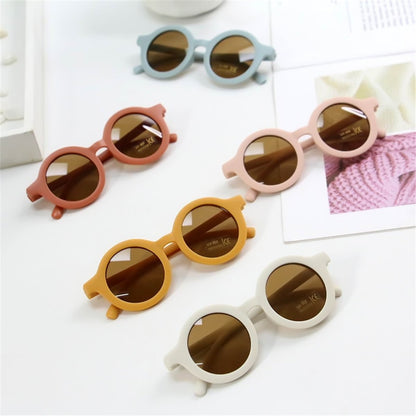 New Fashion Children's Sunglasses Infant's Retro Solid Color Ultraviolet-proof Round Convenience Glasses Eyeglass For Kids