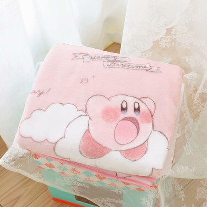 Kawaii Kirby Pink Video Game Pattern Blanket Plush Pillowcase Household Items Home Decoration Birthday Holiday Surprise Gift