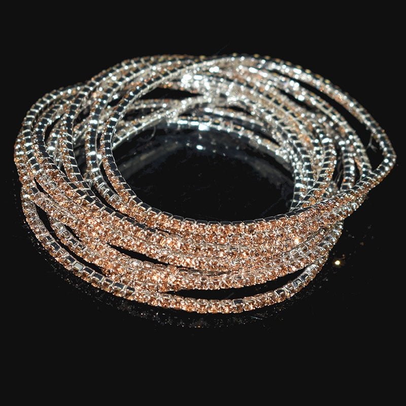 10 Pieces of Ladies Transparent Shiny Crystal Bracelet 27 Colors Full Rhinestone Elastic Bracelet Women Wristband Bracelet Gift