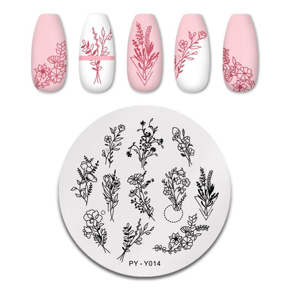 PICT YOU Rose Flower Nail Stamping Plates  Line Pictures Nail Art Plate Stamp Template Marble Leaves Image Printing Plates Tools