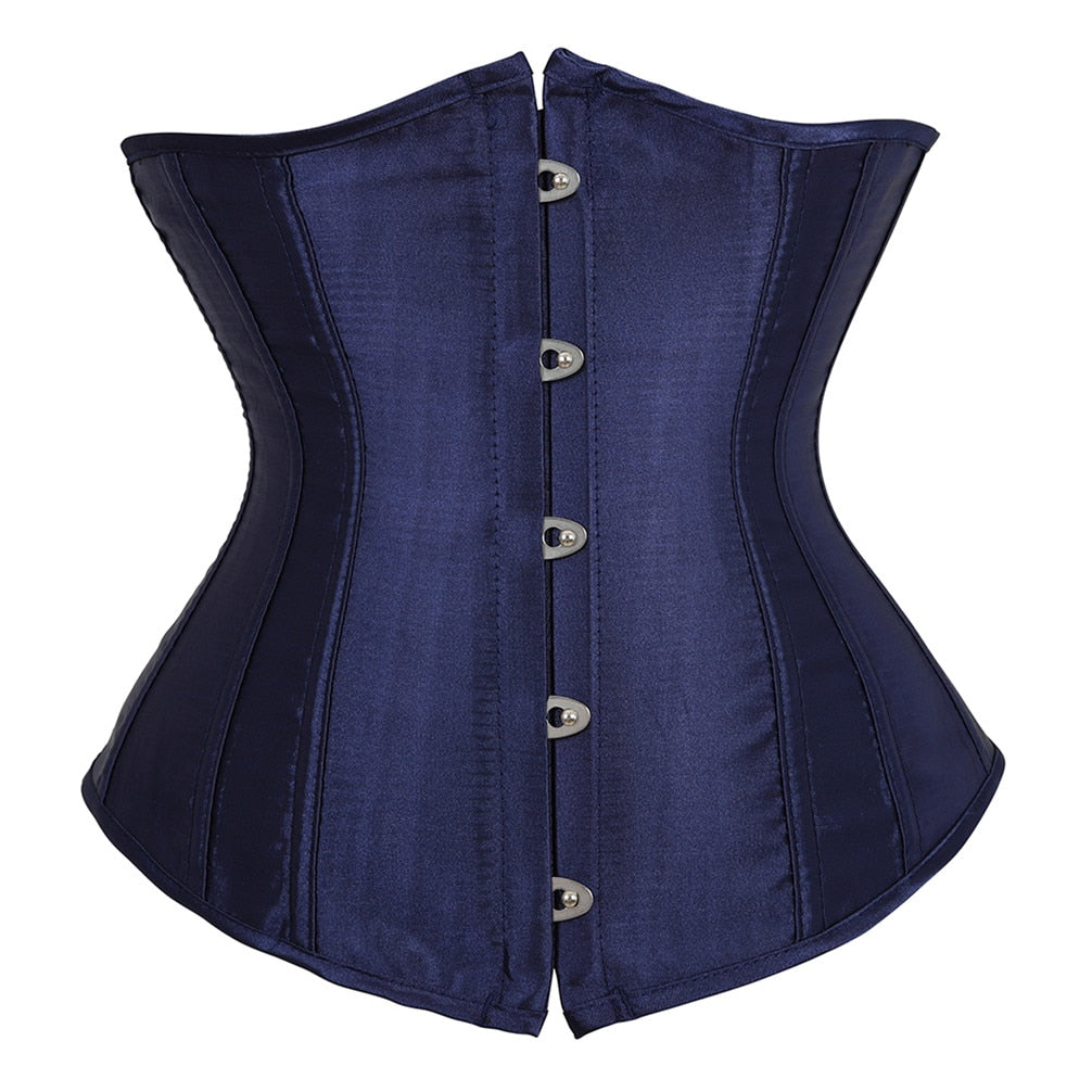 Underbust Corset Women's Underwear Waist Slimming Body Shaper Corset Top for Women Steampunk Lace-up Corset Belt White