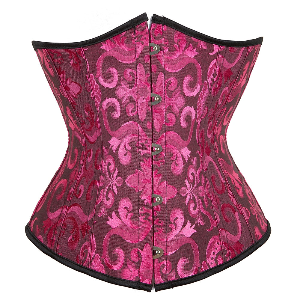 Underbust Corset Women's Underwear Waist Slimming Body Shaper Corset Top for Women Steampunk Lace-up Corset Belt White