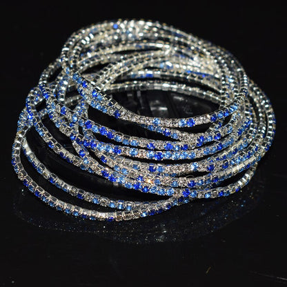 10 Pieces of Ladies Transparent Shiny Crystal Bracelet 27 Colors Full Rhinestone Elastic Bracelet Women Wristband Bracelet Gift