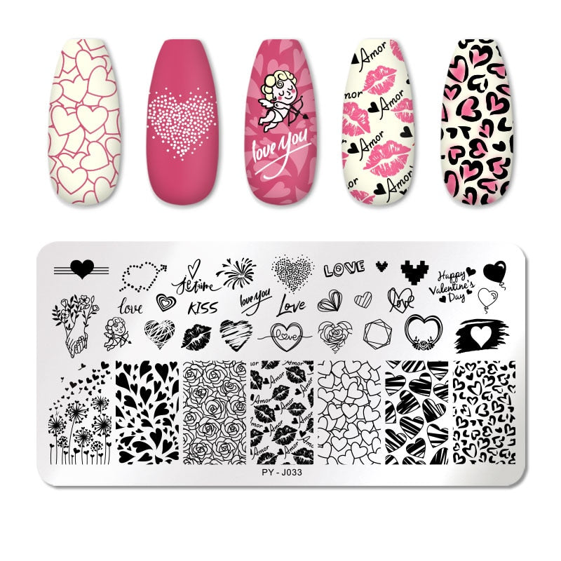 PICT YOU Rose Flower Nail Stamping Plates  Line Pictures Nail Art Plate Stamp Template Marble Leaves Image Printing Plates Tools