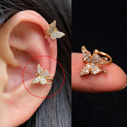 1pcs Simple Flower Shape Zircon Ear Cuff for Women Charming Crystal Clip on Earrings Earcuff Without Piercing  Fashion Jewelry