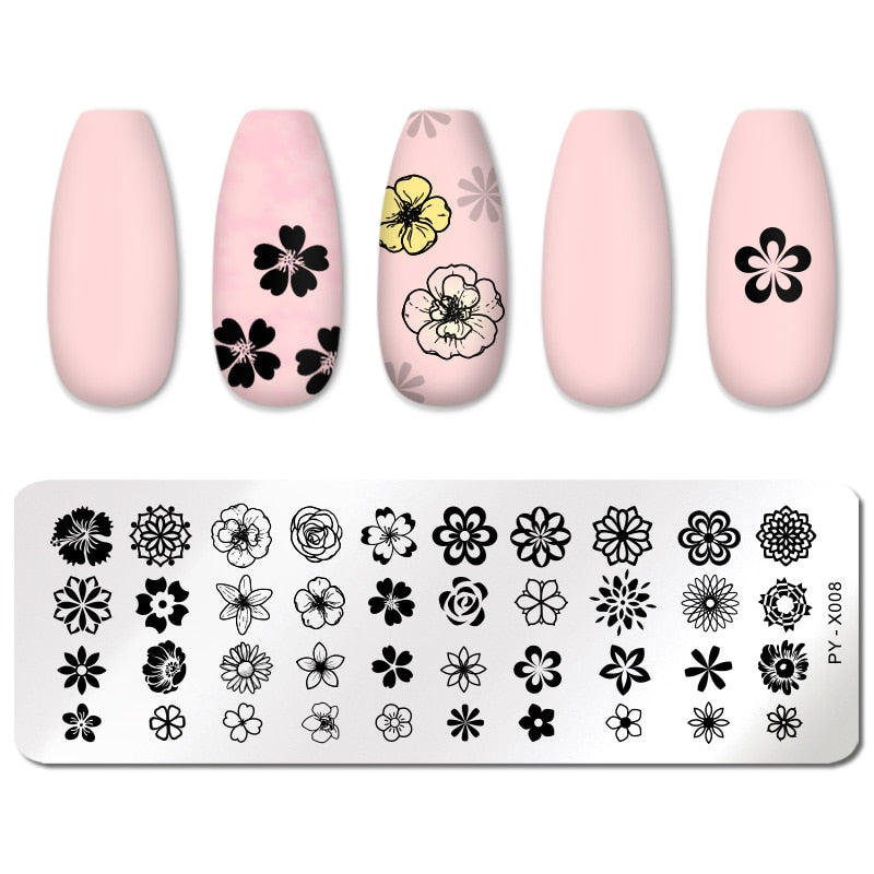 PICT YOU Rose Flower Nail Stamping Plates  Line Pictures Nail Art Plate Stamp Template Marble Leaves Image Printing Plates Tools