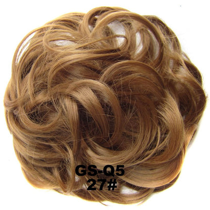 Jeedou Messy Bun Chignon Donut Hair Pad Elastic Hair Rope Rubber Band Synthetic Hairpiece Black Gary Brown Color