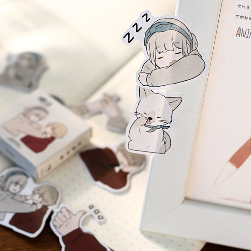 45 PCS Cute Cartoon Couple Love Overture Warm Daily Decorative Stickers for Scrapbooking Album Planner DIY Craft Journal