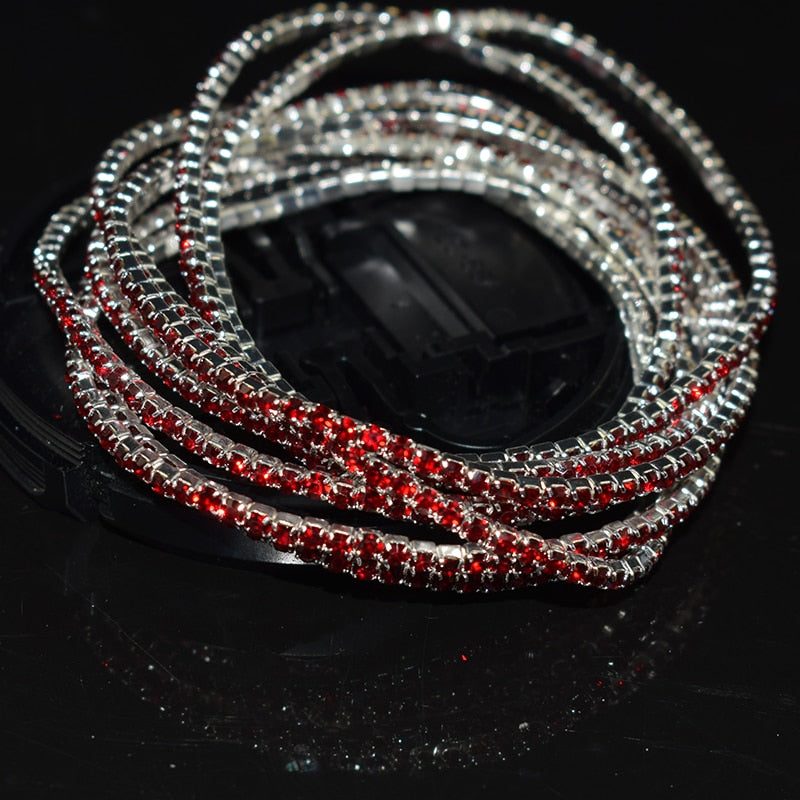 10 Pieces of Ladies Transparent Shiny Crystal Bracelet 27 Colors Full Rhinestone Elastic Bracelet Women Wristband Bracelet Gift