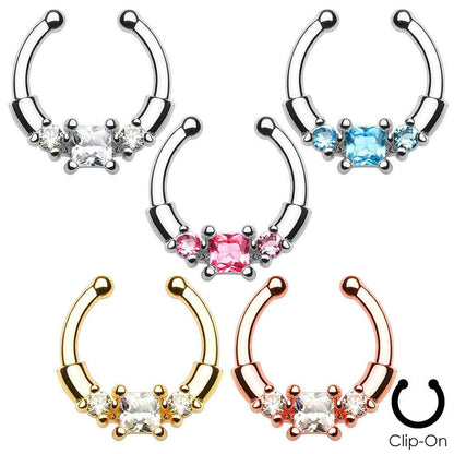 1/2Piece Stainless Stell Fake Nose Ring Septum Piercing Jewelry Crystal Fake Septum Piercing Ring Bulk Faux Nose Piercing Lot