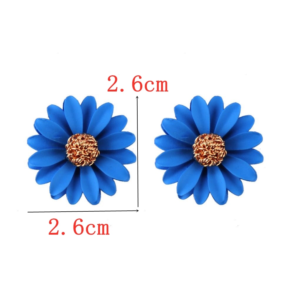 New Blue Color Dangle Earring for Women Round Metal Flower Leaf Crystal Gem Star Brincos Sweet Wedding Party Jewelry Xmas Gift