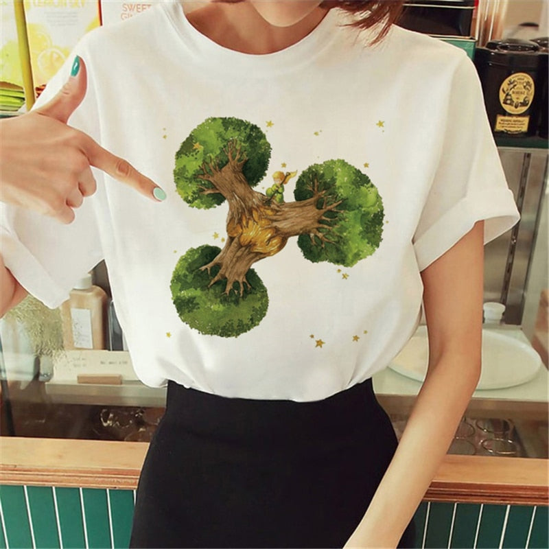 Hot Spring Summer Little Prince Graphic Women's T-Shirt Little Prince Graphic Tees Vouge Shirts For women O-Neck Short Sleeve