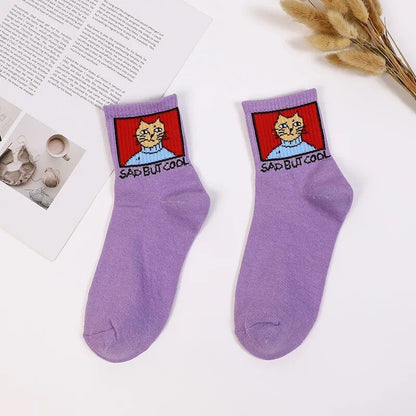 Women Ins Cartoon Patterned Short Funny Socks Cute Animal Dinosaur Socks For Ladies Funny Japan College Wind Concise Socks