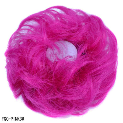 Jeedou Messy Bun Chignon Donut Hair Pad Elastic Hair Rope Rubber Band Synthetic Hairpiece Black Gary Brown Color