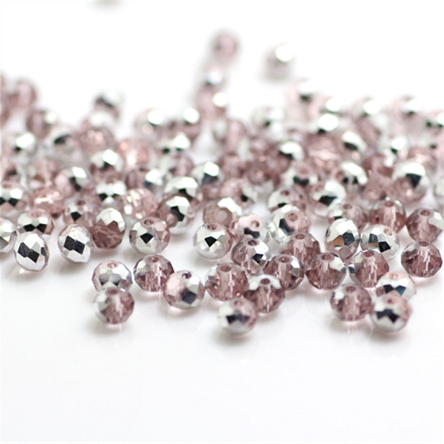 Isywaka Pink Multicolor 4*6mm 50pcs  Rondelle Austria faceted Crystal Glass Beads Loose Spacer Round Beads for Jewelry Making