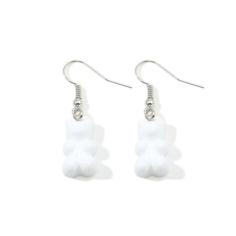 Creative Cute Candy Colorful Animal Gummy Bear Earrings Minimalism Cartoon Design Female Ear Hooks Danglers Jewelry Kids Gift