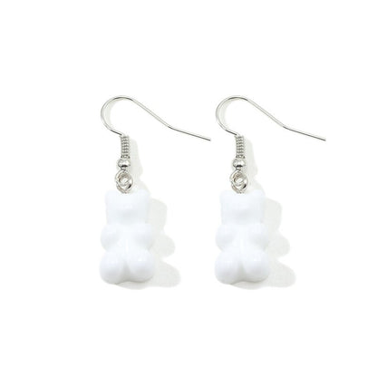 Creative Cute Candy Colorful Animal Gummy Bear Earrings Minimalism Cartoon Design Female Ear Hooks Danglers Jewelry Kids Gift