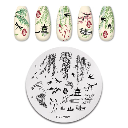 PICT YOU Rose Flower Nail Stamping Plates  Line Pictures Nail Art Plate Stamp Template Marble Leaves Image Printing Plates Tools