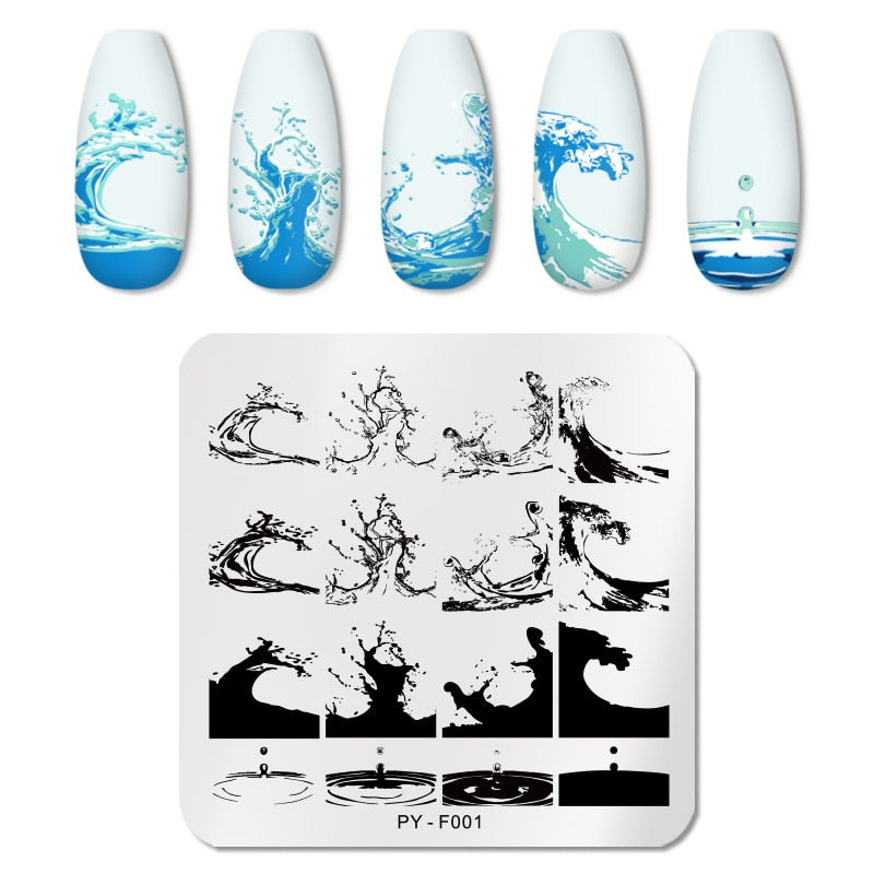 PICT YOU Rose Flower Nail Stamping Plates  Line Pictures Nail Art Plate Stamp Template Marble Leaves Image Printing Plates Tools