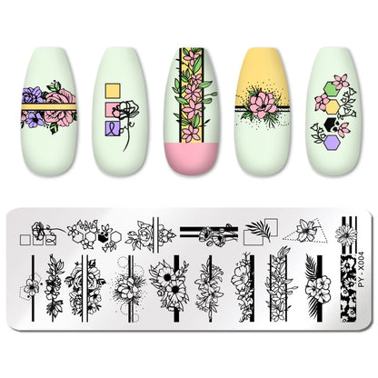 PICT YOU Rose Flower Nail Stamping Plates  Line Pictures Nail Art Plate Stamp Template Marble Leaves Image Printing Plates Tools