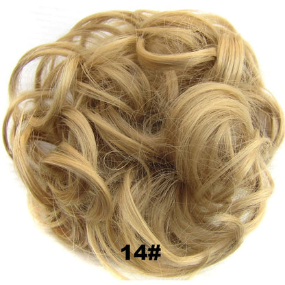 Jeedou Messy Bun Chignon Donut Hair Pad Elastic Hair Rope Rubber Band Synthetic Hairpiece Black Gary Brown Color