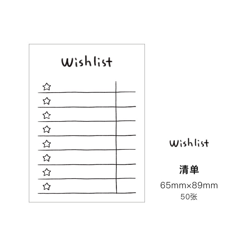Journamm 50pcs Simplicity Cute Styles Memo Pad Scrapbooking Decoration Office Supplies Creative Stationery Planner Sticky Notes