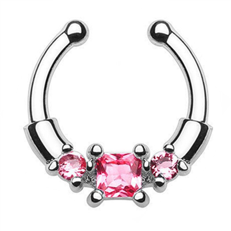 1/2Piece Stainless Stell Fake Nose Ring Septum Piercing Jewelry Crystal Fake Septum Piercing Ring Bulk Faux Nose Piercing Lot