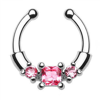 1/2Piece Stainless Stell Fake Nose Ring Septum Piercing Jewelry Crystal Fake Septum Piercing Ring Bulk Faux Nose Piercing Lot