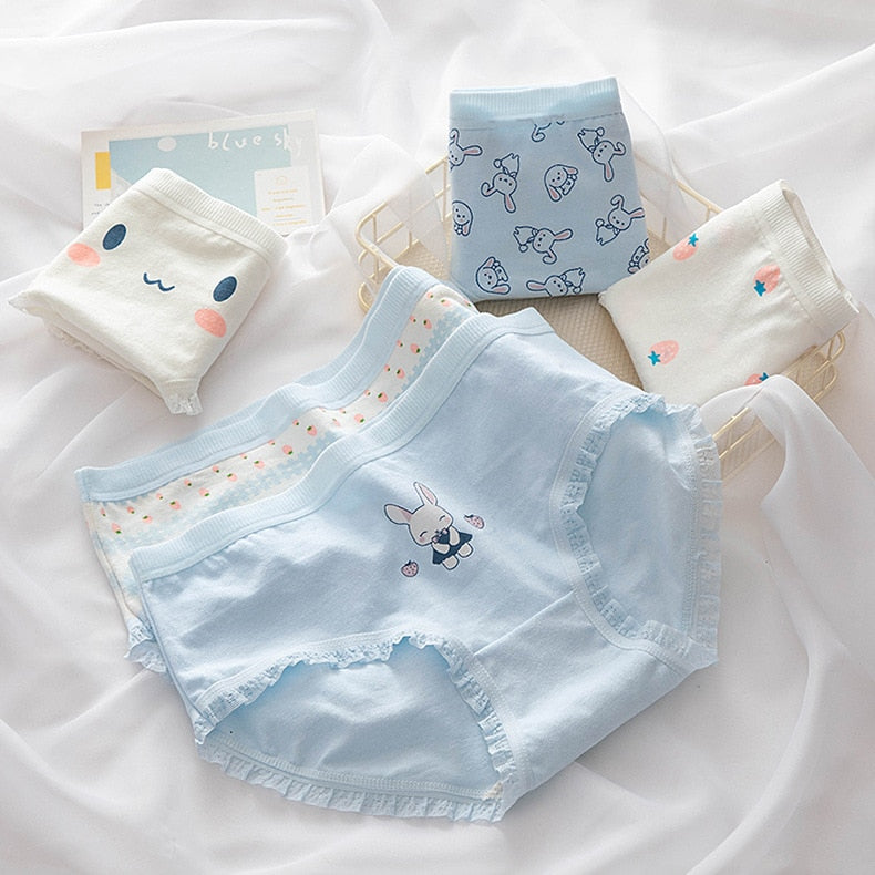5Pcs/set Cotton Panties for Women Girl Briefs Underwear Plus Size Cute Soft Short Pantys Lingerie Female Ladies Underpants