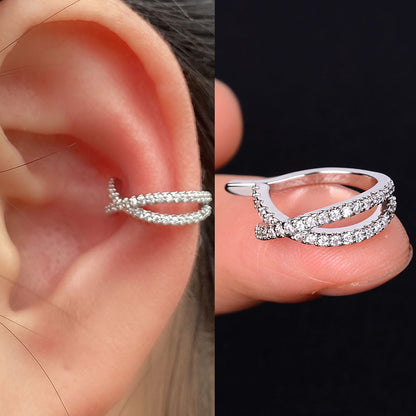 1pcs Simple Flower Shape Zircon Ear Cuff for Women Charming Crystal Clip on Earrings Earcuff Without Piercing  Fashion Jewelry