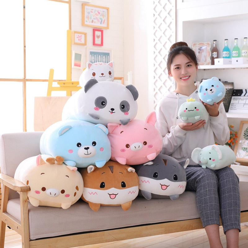 18-28CM Soft Cartoon Pillow Plushies Cushion Cute Fat Dog Cat Totoro Penguin Pig Frog Plush Toy Stuffed Animal Lovely Kids Birthday Gift