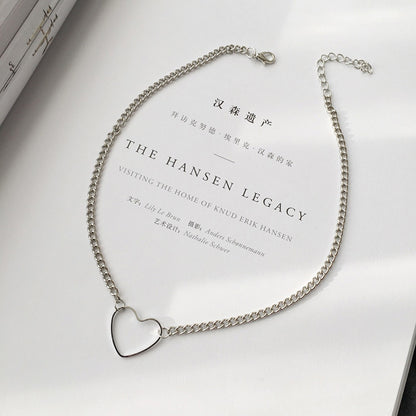 New Hollow Korean Sweet Love Heart Choker Necklace Statement Girlfriend Gift Cute Bicolor Necklace Jewelry Collier Femme