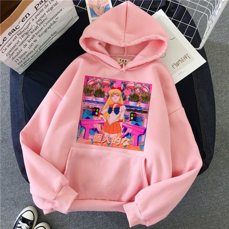 women hoodie kawaii funny ulzzang Sweatshirt harajuku korean style Graphic female clothes Hoodies fashion grunge