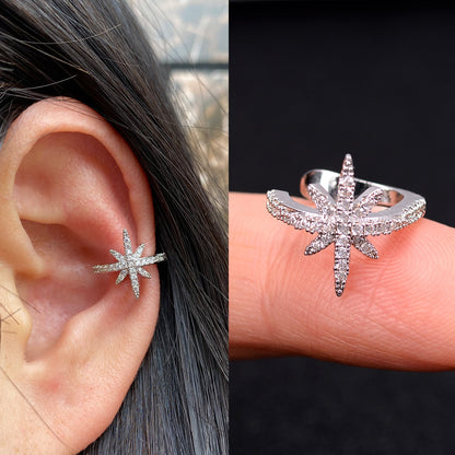 1pcs Simple Flower Shape Zircon Ear Cuff for Women Charming Crystal Clip on Earrings Earcuff Without Piercing  Fashion Jewelry